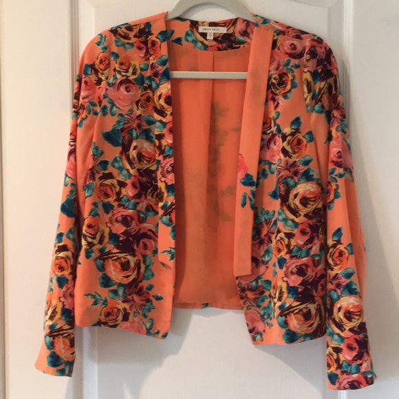 Under skies orange floral open blazer sz S - Picture 1 of 2